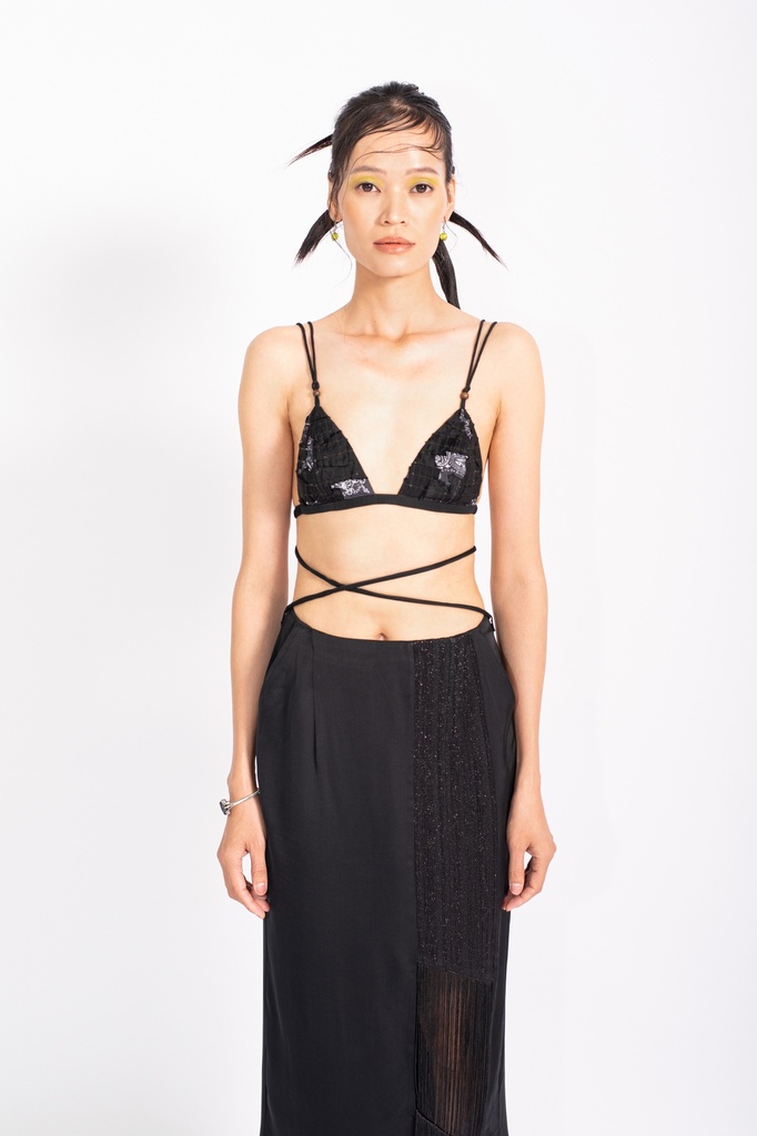 KHAAR.WORLD-BLACK SCRAPS BRALETTE