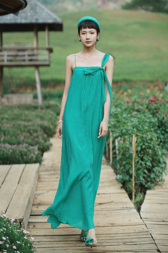 XÉO XỌ-BOWLINE DRESS (MARINE GREEN) (XL)